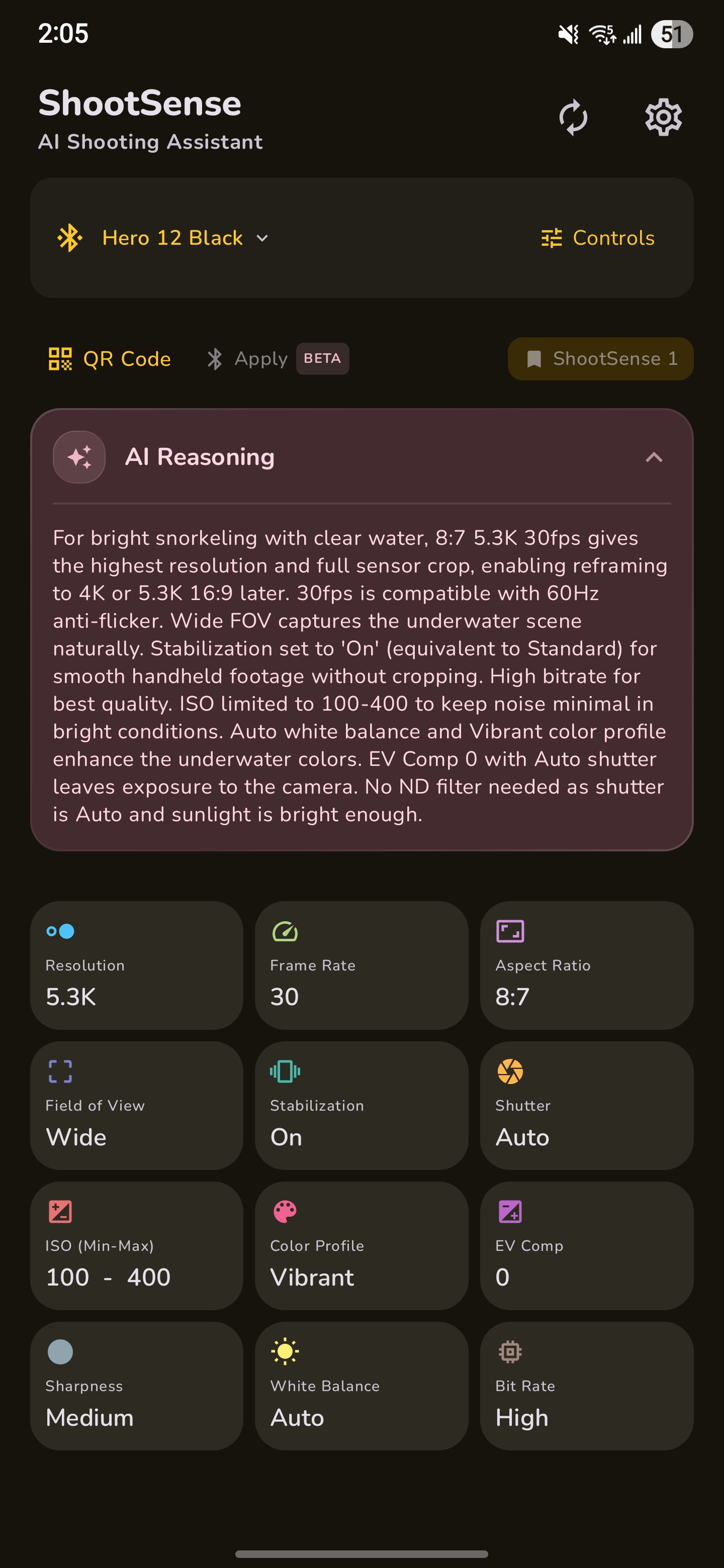 ShootSense app screenshot